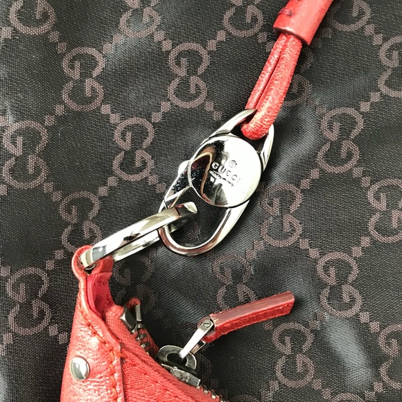 Gucci Vintage Red GG Canvas Ring Handle Shoulder Bag - Picture 6 of 7